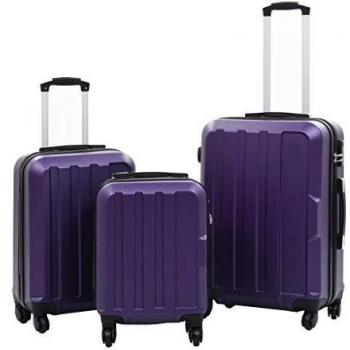 Valise 3 pièces rigide violet en ABS vidaXL