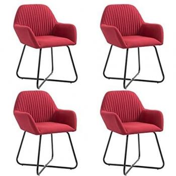 Sillas de Comedor Acogedoras 4 Piezas Tela Vino Tinto