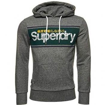 Suéter Deportivo Superdry Hombre XL Gris Capucha y Cremallera