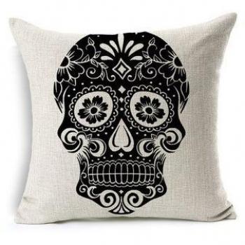Cuscino Multi Color Black Skull