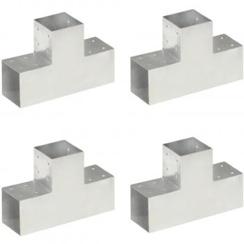 Kit de conectores en T para postes 4 uds metal galvanizado 101x101 mm