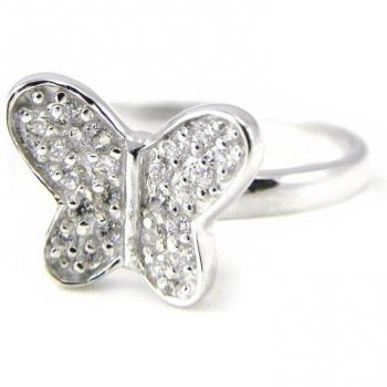 Anillo de Plata 'Borboleta de Lujo' 60 blanco