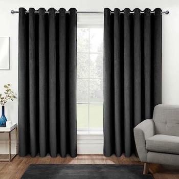 Homescapes Thermal 100% Blackout Grey Velvet Curtains, 46 x 72