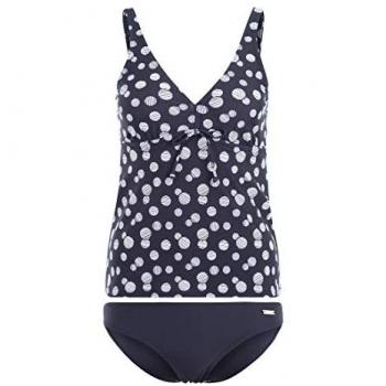 Lascana Damen Bügel-Tankini Marine-Weiß Punkte-Design Gr. 44 Cup C