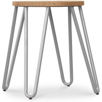 Tabouret « Hairpin » 42 cm – bois naturel et métal pâle