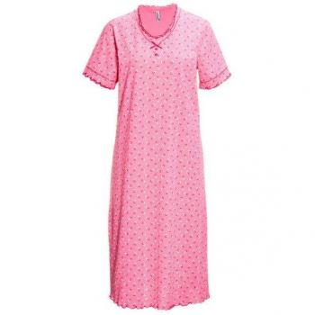 Baumwoll-Nachthemd in Rosé mit Halbarm