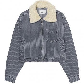 Marc O'Polo Jeansjacke mit Teddy-Kragen, Oversize, grau, Größe M