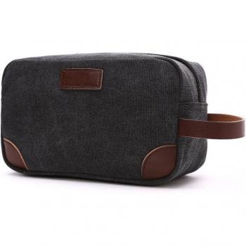 Waterproof Canvas Shoulder Tote Bag for Men with Zipper and Holster