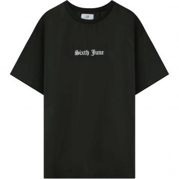 T-shirt oversize Sixth June nera con lettere gotiche