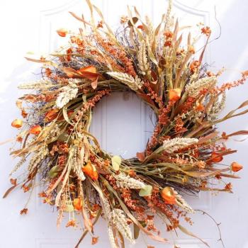 24 inch Fall Decor Wreath for Front Door Thanksgiving