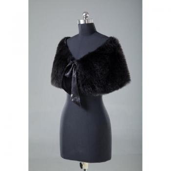 Black Faux Fur Bridal Shawl