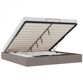 Estructura de Cama Otomana (Tela Gris Pardo) 160x200cm – Disponible en Vidaxl