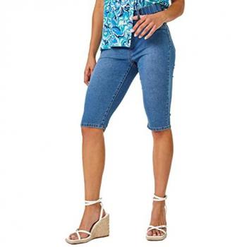 Roman Denim Stretch Knee‑Length Pedal‑Pusher Shorts 40 – Bleu EU