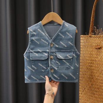 Chaleco de mezclilla sin mangas para bebés y niñas, con estampados de dibujos animados