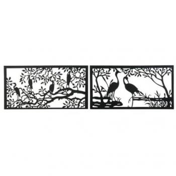 Two‑Piece Black Bird Metal Light Fixture – 96×50 cm