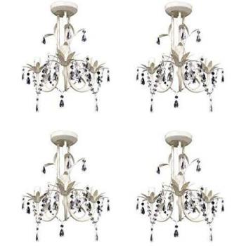 Set of 4 Elegant White Crystal Pendant Lamps vidaXL