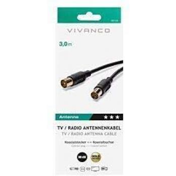 Vivanco 3m TV Aerial Cable Black