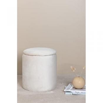 Beige Sammetspuff