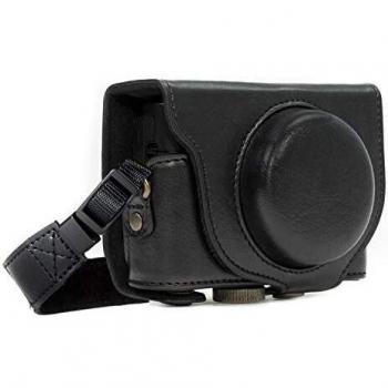 MegaGear MG283 Sony Cyber-shot DSC‑RX100 III – Custodia in Finta Pelle con Tracolla, Nero