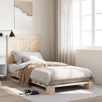 Solid Wood Bed Frame with Headboard 90x200 cm by vidaXL