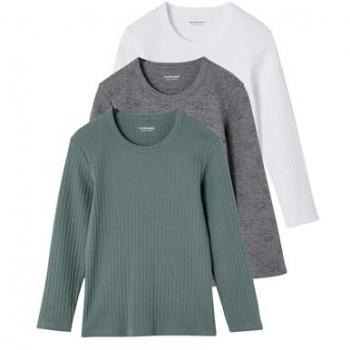 VERTBAUDET Lot de 3 t-shirts garçon à côtes vert émeraude