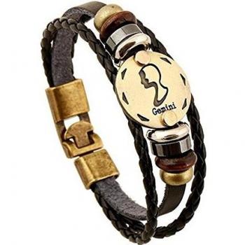 Home Shop Italia Braccialetto in Pelle e Cuoio con segno Zodiacale Gemelli