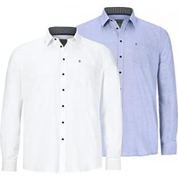 Doppelpack Herren Langarmhemd DUKE LESTER in Weiß 5XL