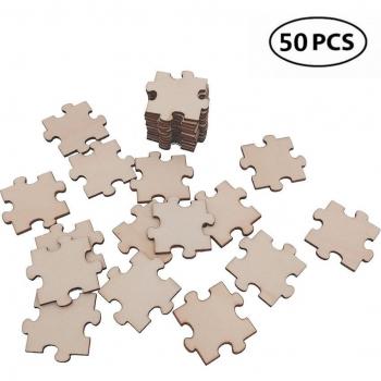 Rompecabezas de madera para manualidades de 50 piezas de 30 mm