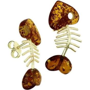 Fisch-Ohrringe Ostsee 30 mm – Gold 333 – Bernstein