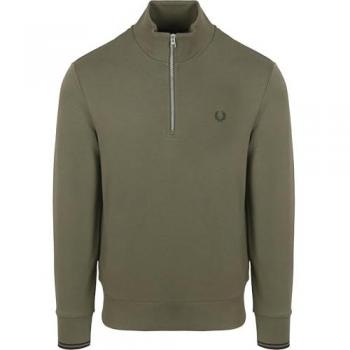 Felpa Mezza Zip Fred Perry Verde Taglia XXL