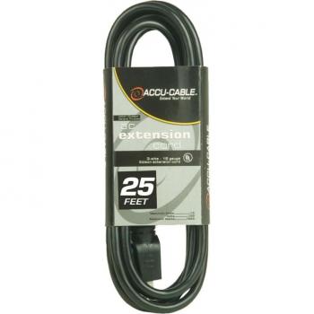 Accu‑Cable EC‑163 25 ft 16 AWG Black AC Extension – American DJ