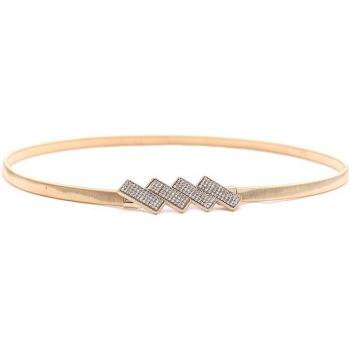 Ceinture stretch pour dames avec strass et plaque en métal argent or