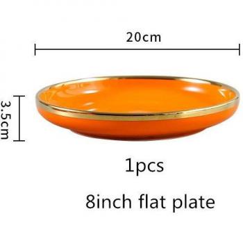 Luxury Orange Ceramic Dinner Set with Gold Inlay