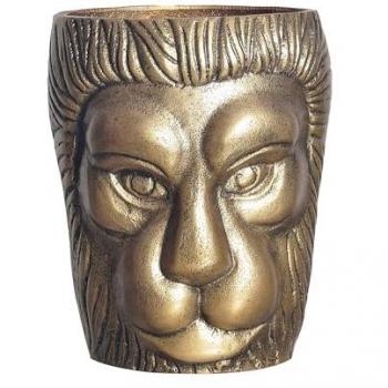 FINEBUY Alu-Blumenvase Löwenkopf, 21 cm – Moderne Tischdeko