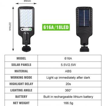 Farola Solar con 3 Modos de Luz