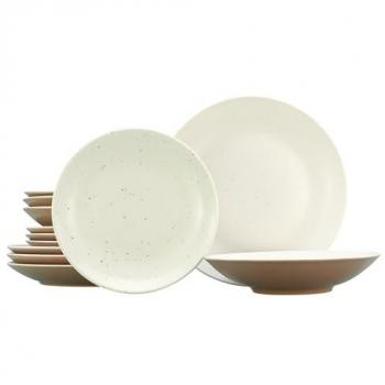 CreaTable Set di 12 Piatti Beige Dune di Sabbia