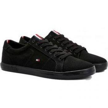 Tommy Hilfiger Baskets à lacets en toile noire – FM0FM00596 (44)