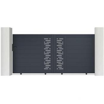 Pack Puerta Corredera Arlberg 350 x 140 cm + 2 Postes de 160 cm Gris