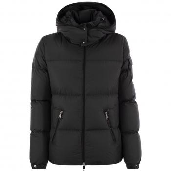 Moncler Women's Black Quilted Jacket with Hood Size L