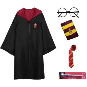 Traje Cosplay Harry Potter Adulto con Accesorios – 5 piezas, talla XXL, temática de Halloween y Navidad
