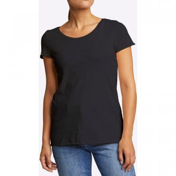 RICHROYAL Damen T-Shirt, Slub-Design, Schwarz