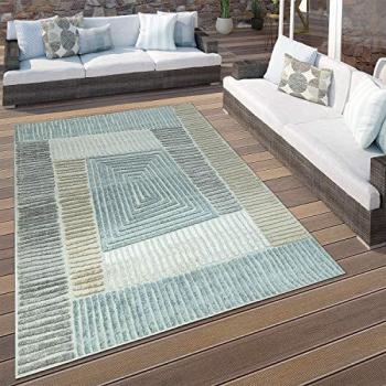 Alfombra Geométrica Turquesa Gris 160x230 cm, 12 mm de altura