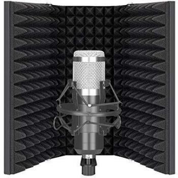Neewer Microphone Isolation Shield，3-Panel Pop Filter， Absorbent Foam Front