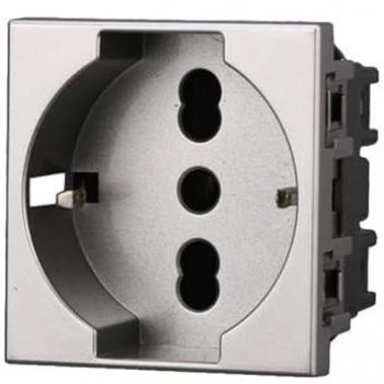 Modulo presa schuko, serie Moon, grigio, 16A, compatibile con serie BTicino Axolute Ettroit AG2102