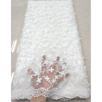 Pure White Nigerian Lace Fabric with Sequins