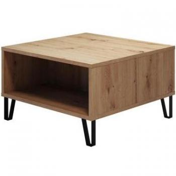 Table Basse Artisan en Chêne avec Compartiments, 60 x 37 x 60 cm