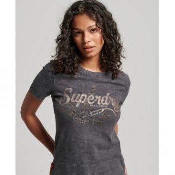 XS Superdry Vintage Female Skinny T-Shirt Black