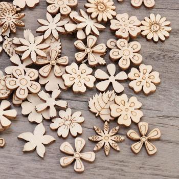 100 stuks 20mm DIY Houten Decoraties Educatief Speelgoed Scrapbooking (Gemengd Patroon)