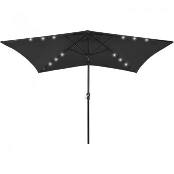 Ombrellone high-end: palo in acciaio, luci LED nere