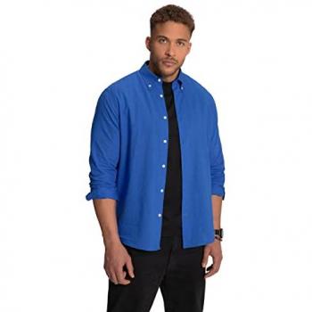 STHUGE Herrenhemd, Leinen-Baumwolle, blau, Größe: 4XL